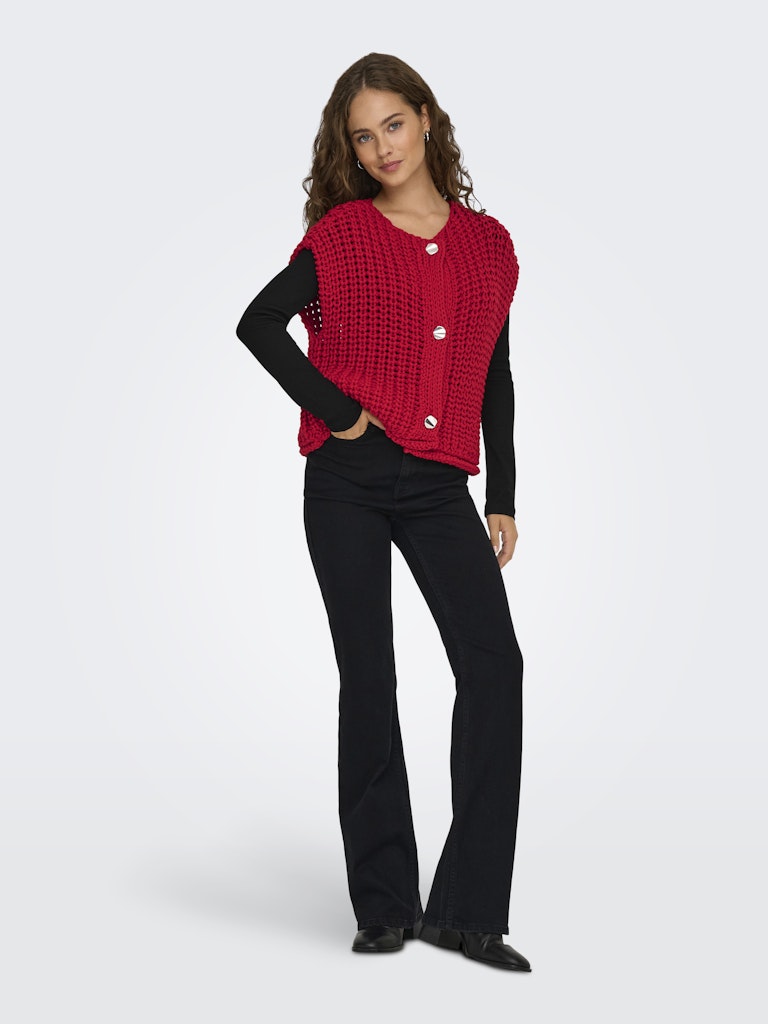 Only 15352208 Chloe gilet gebreid rood