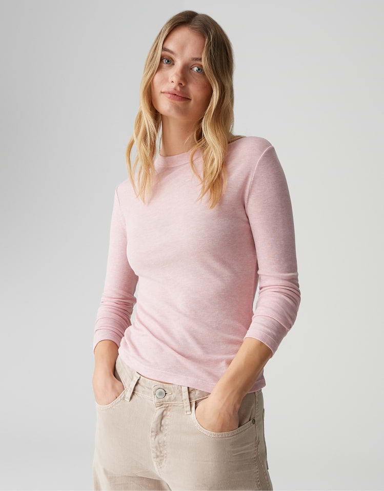 Opus Sefemina 10498713574437 t-shirt l/m dames licht roze