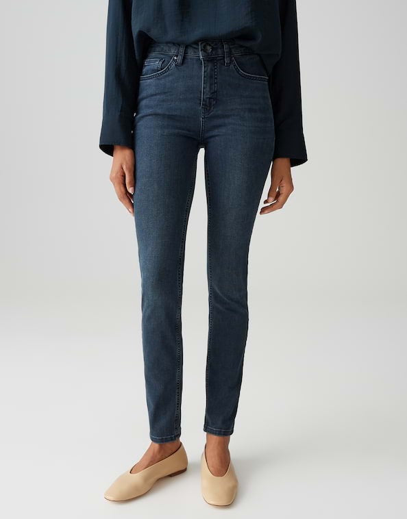 Opus Elma blue black jeans skinny fit dames - Blue Denim - L28