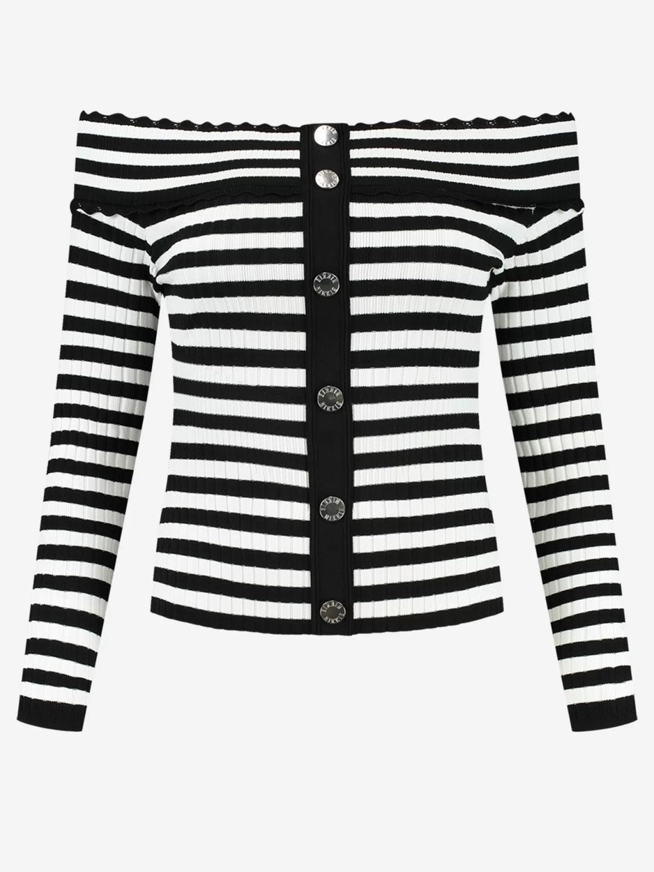 Nikkie N 7-903 2402 top l/m dames – zwart dessin