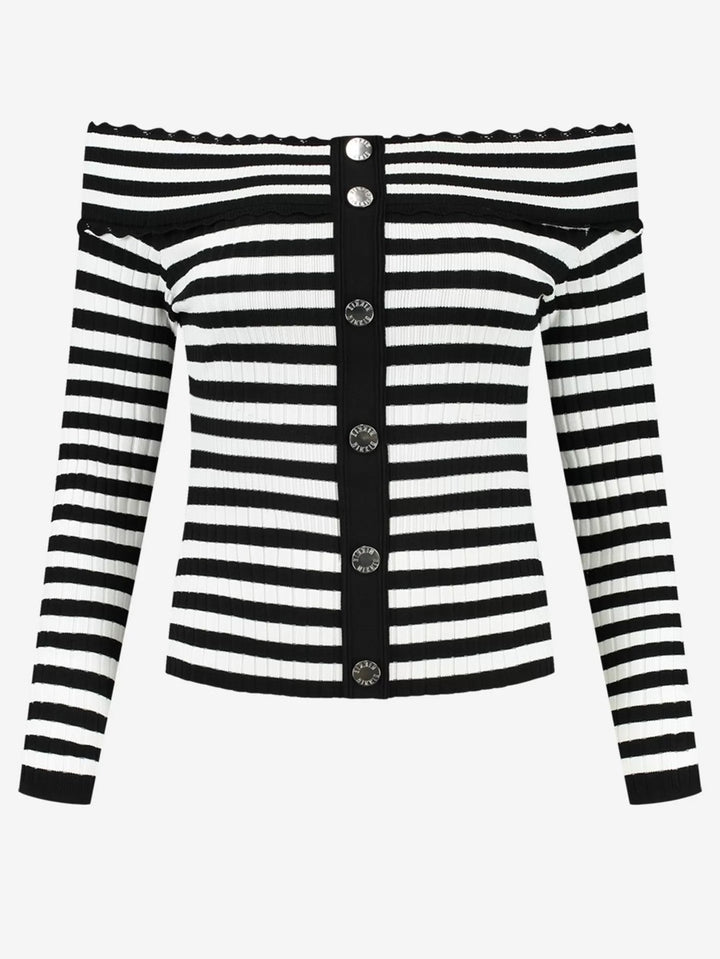 Nikkie N 7-903 2402 top l/m dames – zwart dessin