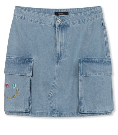 Refined department kort denim rok – dames - Blue Denim