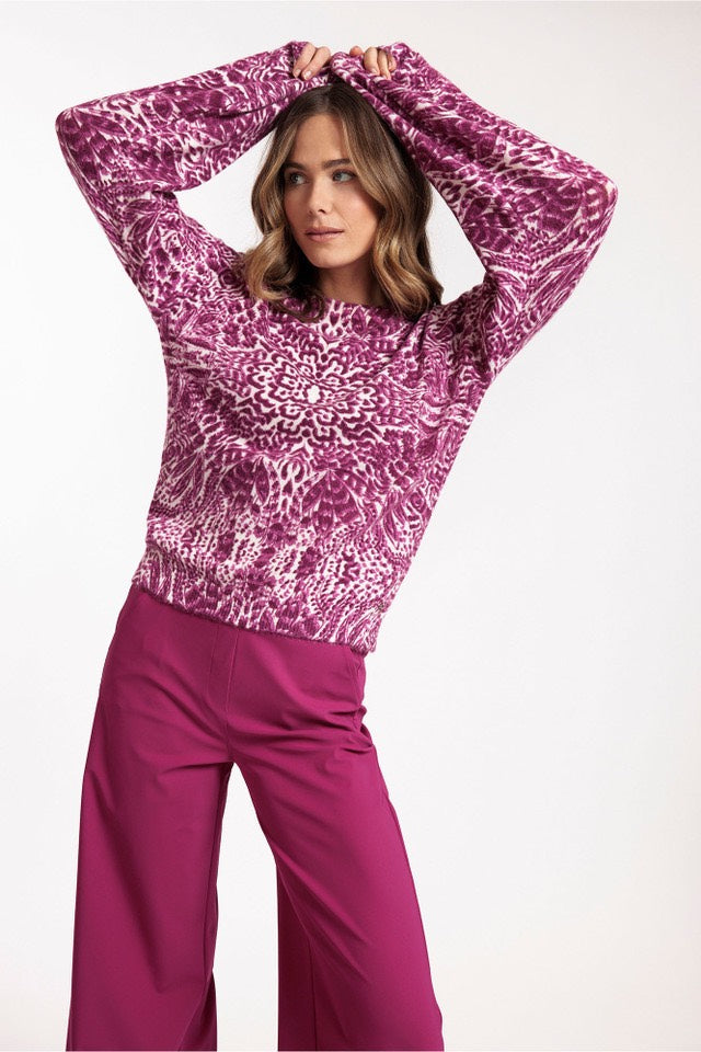 Studio Anneloes ordan print pullover – damestrui - Paars Dessin