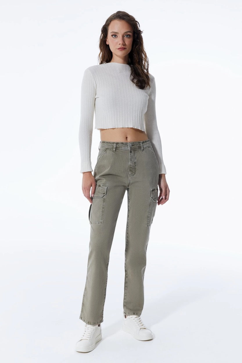 COJ Daphne jeans kaki – dames regular-straight fit - L32