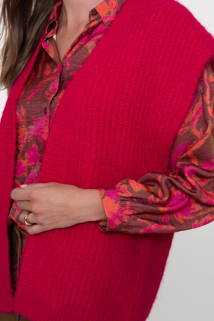 Geisha gilet gebreid fuchsia – dames
