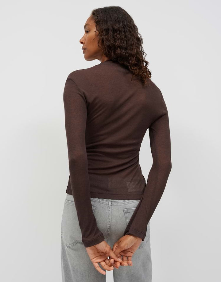 Opus sentro 10623114516465 t-shirt l/m dames bruin