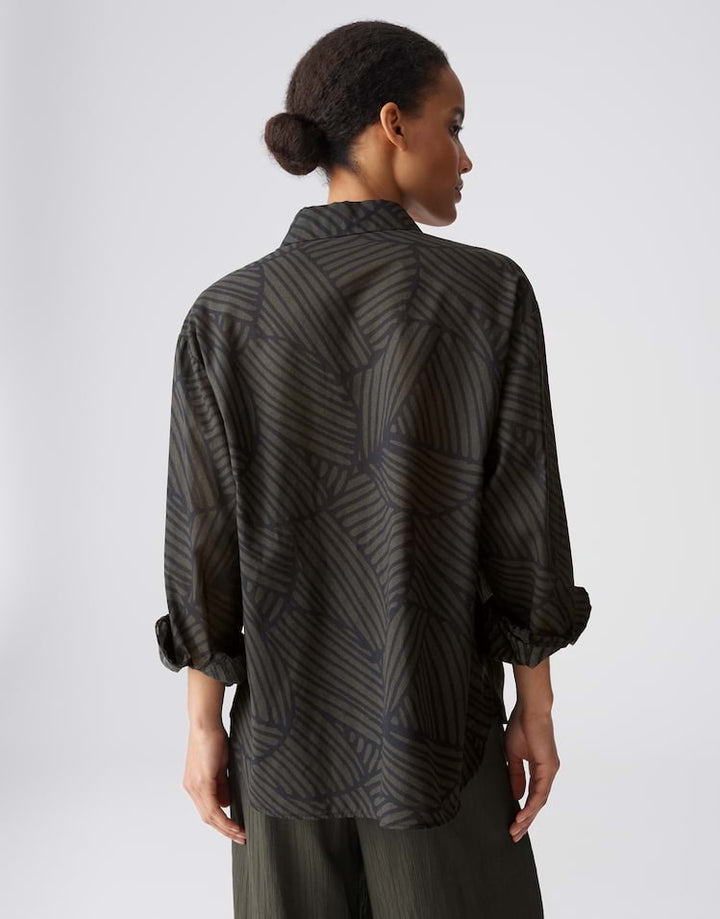 Opus Felora blouse l/m dames zwart dessin