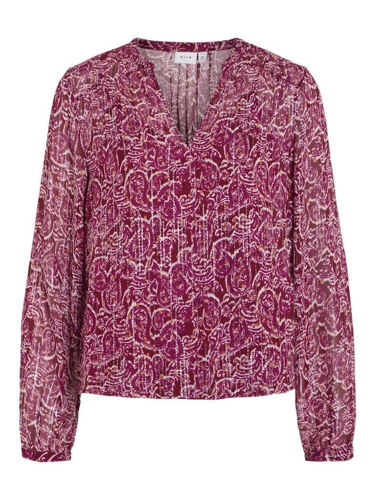 Vila 14110733 Ganza top l/m dames rood dessin