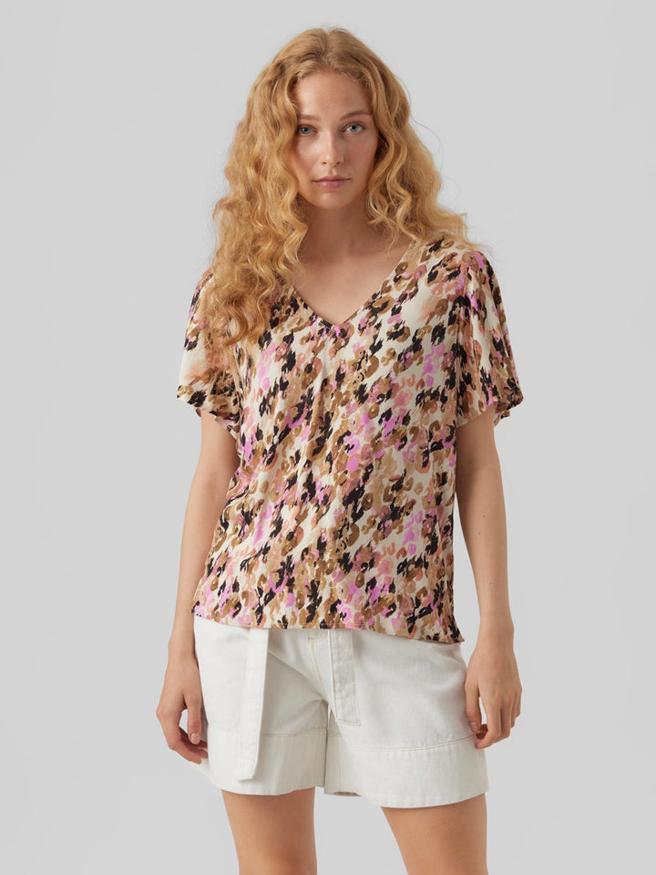 VERO MODA 10286795 Easy top k/m dames – bruin dessin
