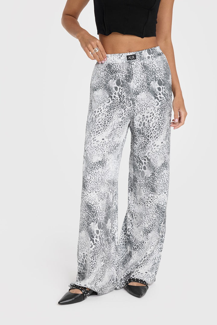 Alix the label lange broek dames grijs dessin