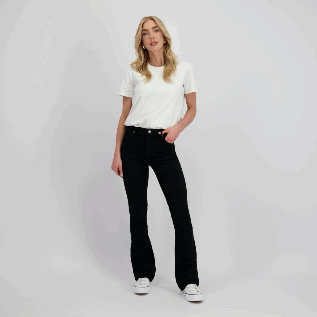 raizzed bootcut flare fit jeans zwart denim – dames - Black Denim - L32