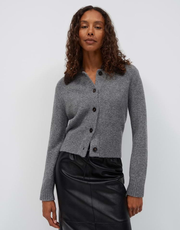Opus Dofur 10623614513465 vest gebreid dames grijs