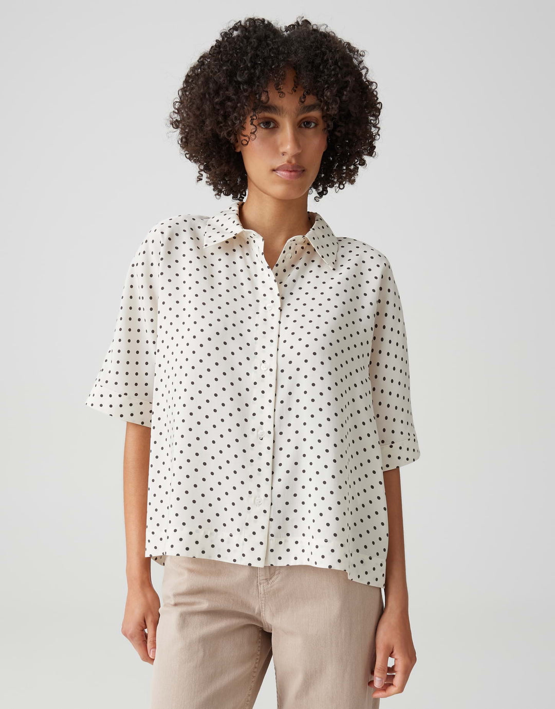 Opus Farise polkadot blouse l/m dames – off-white
