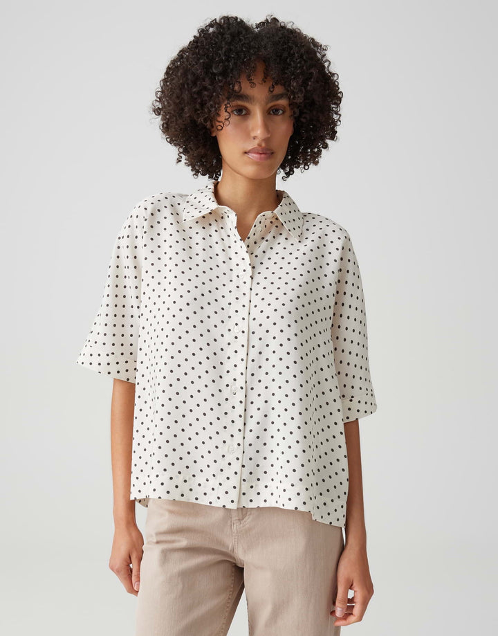 Opus Farise polkadot blouse l/m dames – off-white