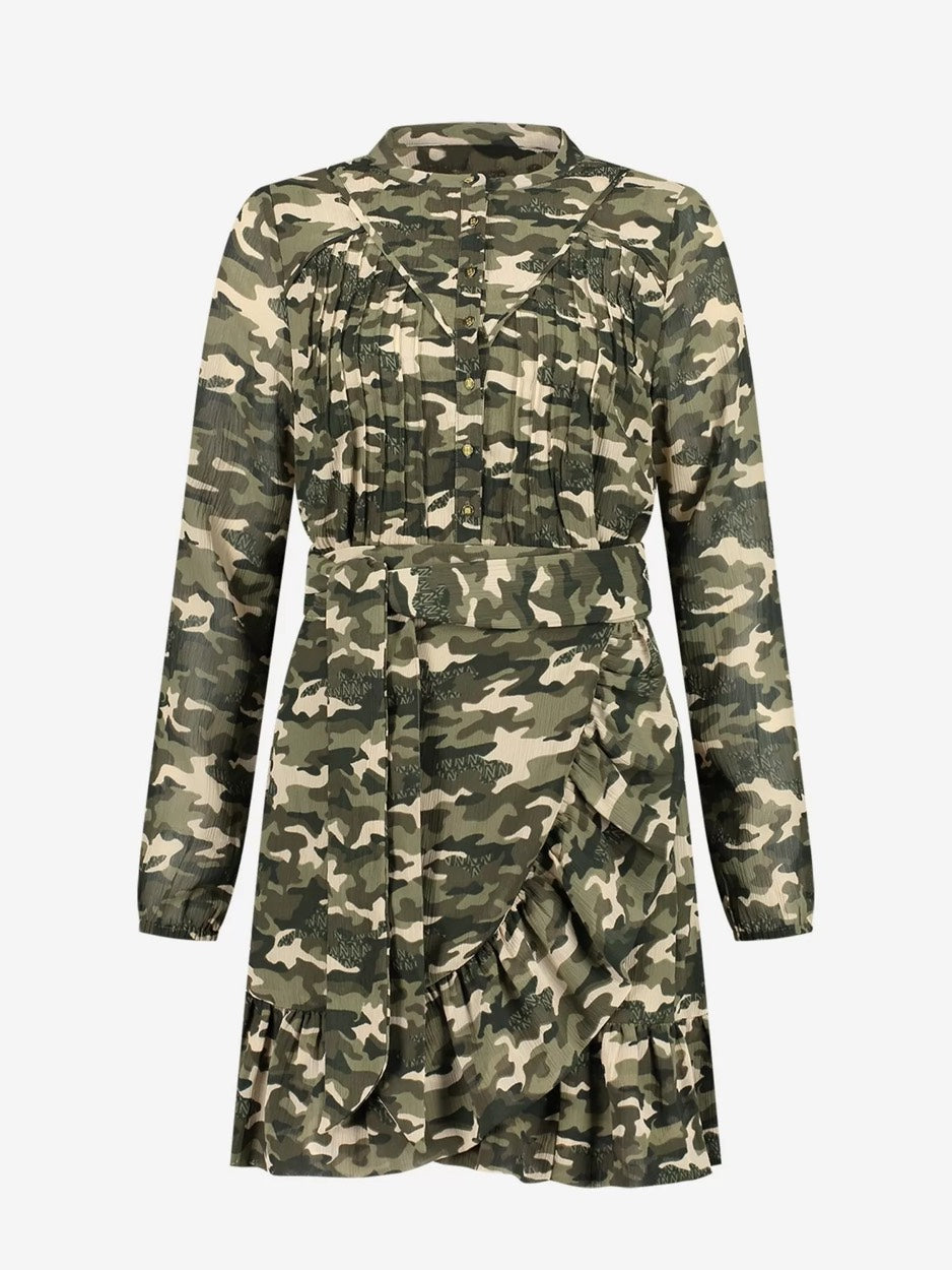 Nikkie N 5-560 2401 jurk kort dames groen dessin