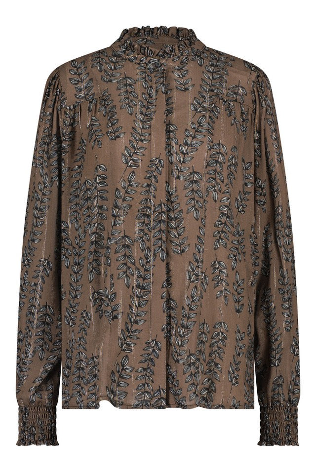 Studio Anneloes Lourdes brench blouse – dames - Bruin Dessin