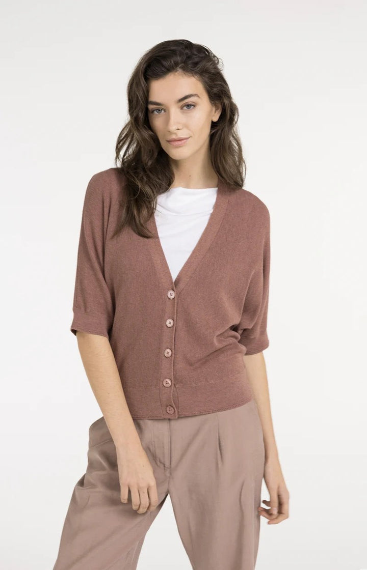 YAYA Women 01-010157-605 vest gebreid mauve – dames