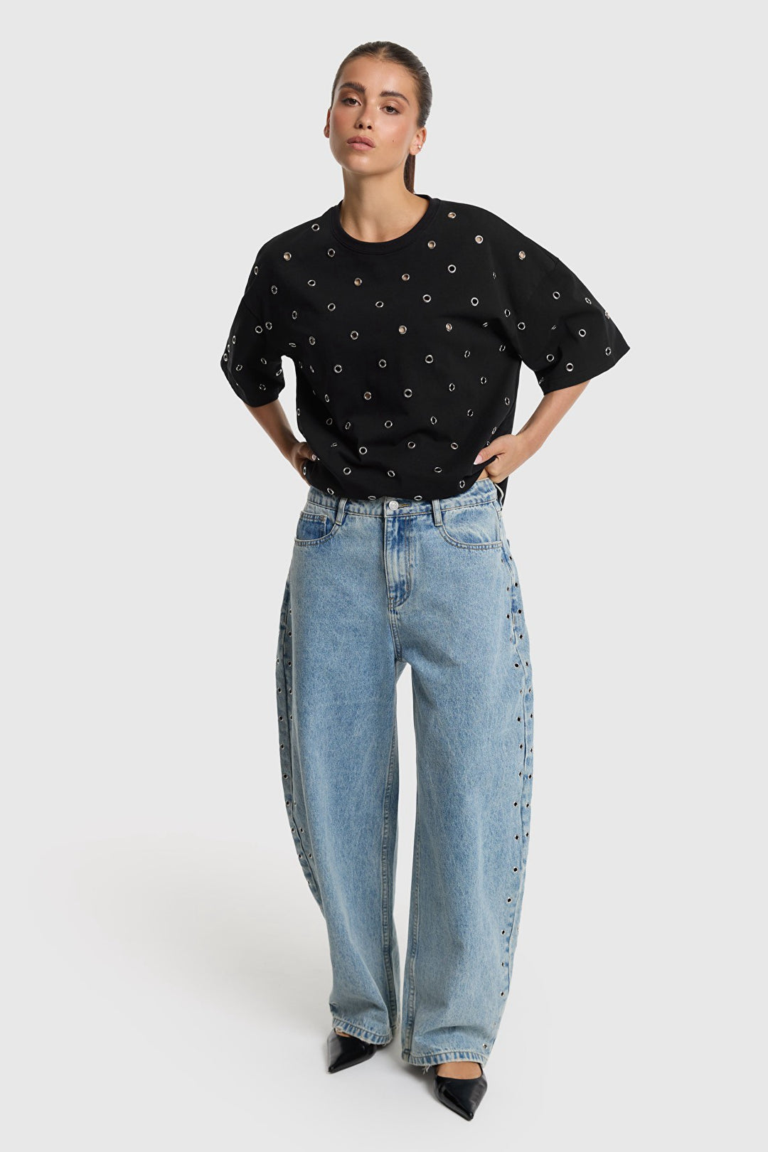 Alix the label zwart t-shirt k/m dames