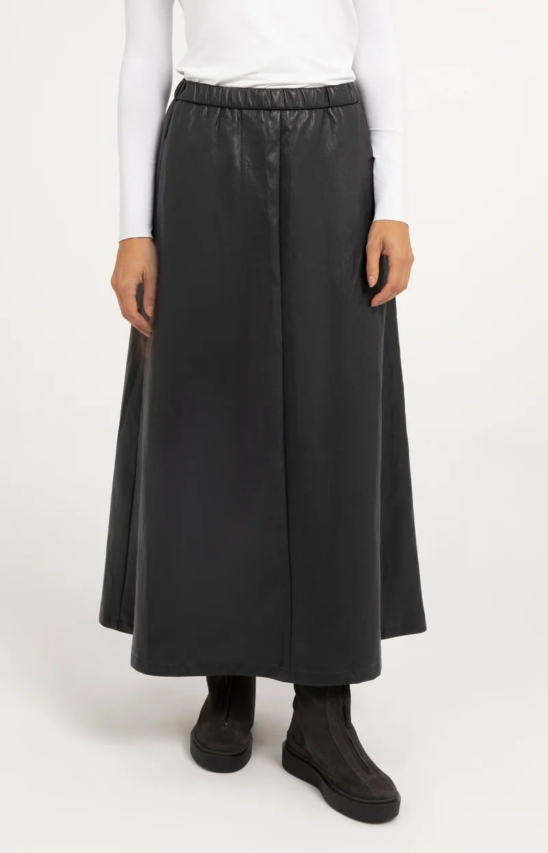 YAYA Women 01-409085-610 rok maxi (imitatie) leer zwart