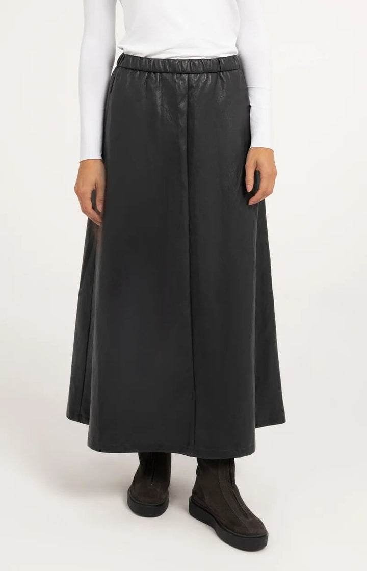 YAYA Women 01-409085-610 rok maxi (imitatie) leer zwart