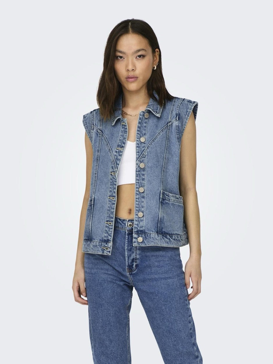 Only gilet denim dames – 15278041 Kennedy - Blue Denim