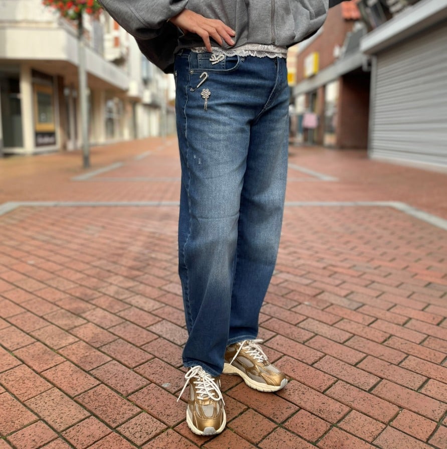 MAC women 3110 Danny glitter jeans low croth-baggy fit blue denim