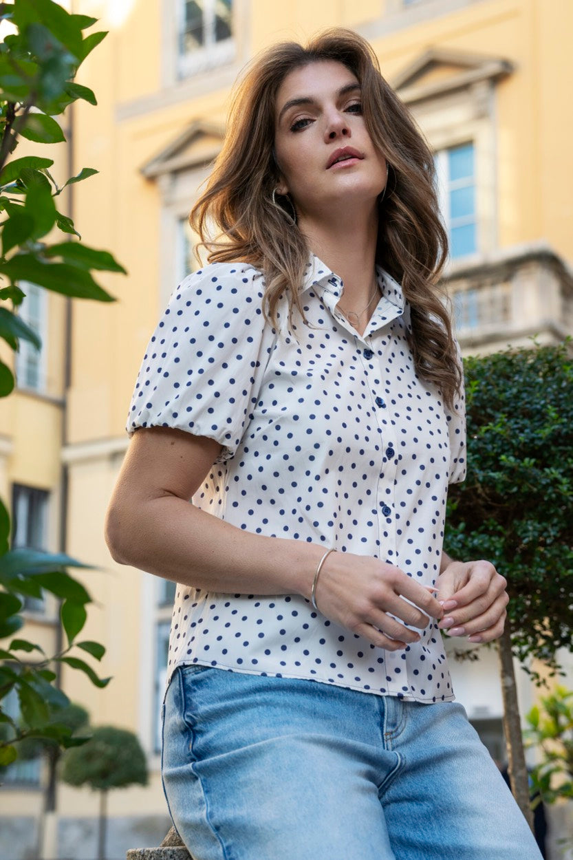 Elvira Casuals blouse k/m dames E1 26-057 Didi – ecru dessin