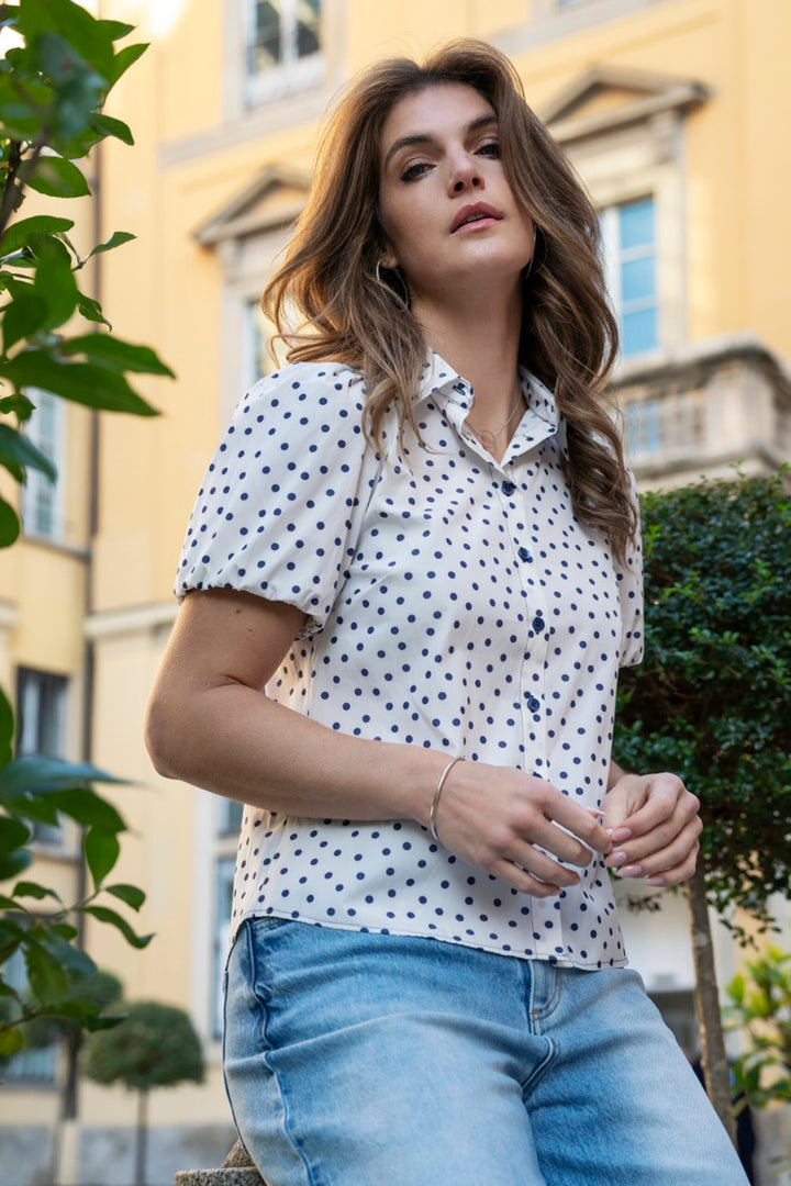 Elvira Casuals blouse k/m dames E1 26-057 Didi – ecru dessin