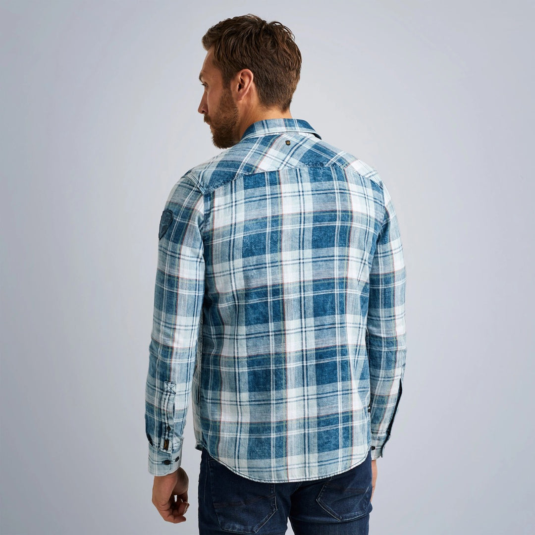 PME-Legend overhemd l/m heren blauw dessin