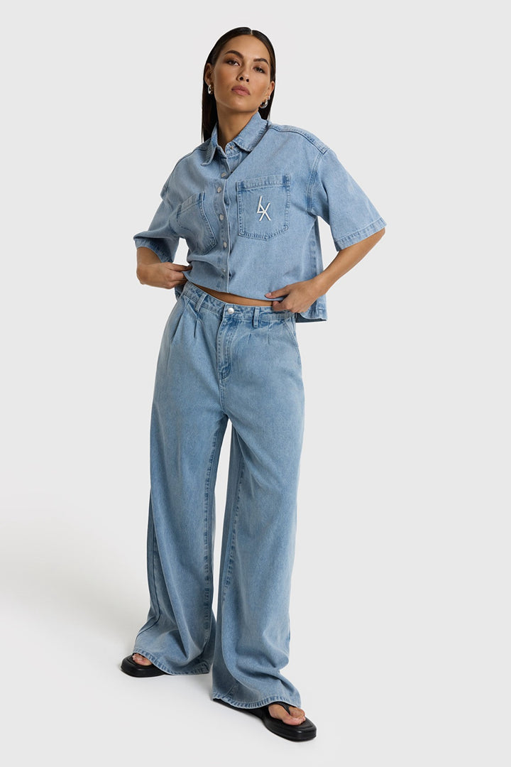 Alix the label jeans loose fit dames – blue denim
