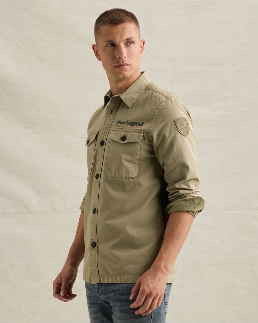 PME-Legend overhemd l/m licht bruin – heren - Olijf