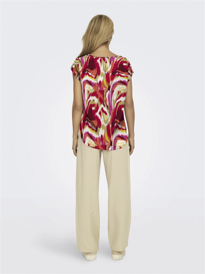 Only 15161116 Vic top dames rood dessin