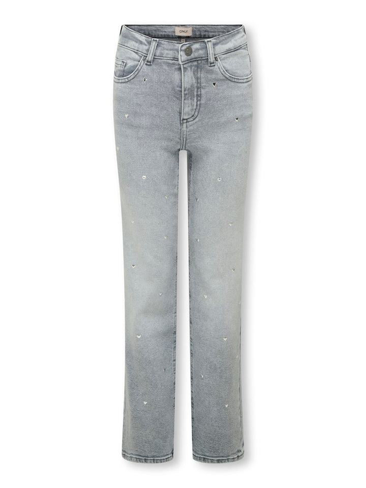 Kogjuicy Hw Heart Wide Leg Rea707 Dnm - Grey Denim