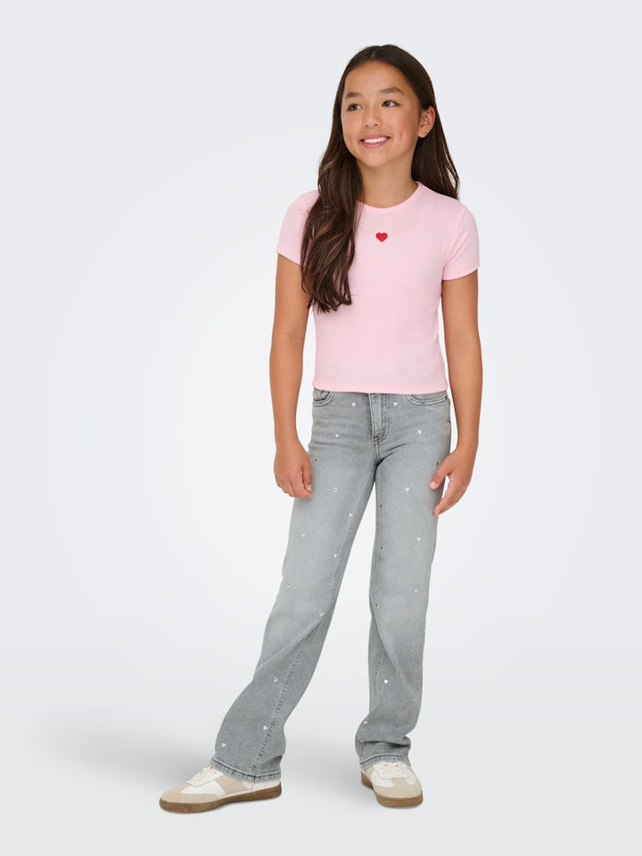 Kogjuicy Hw Heart Wide Leg Rea707 Dnm - Grey Denim