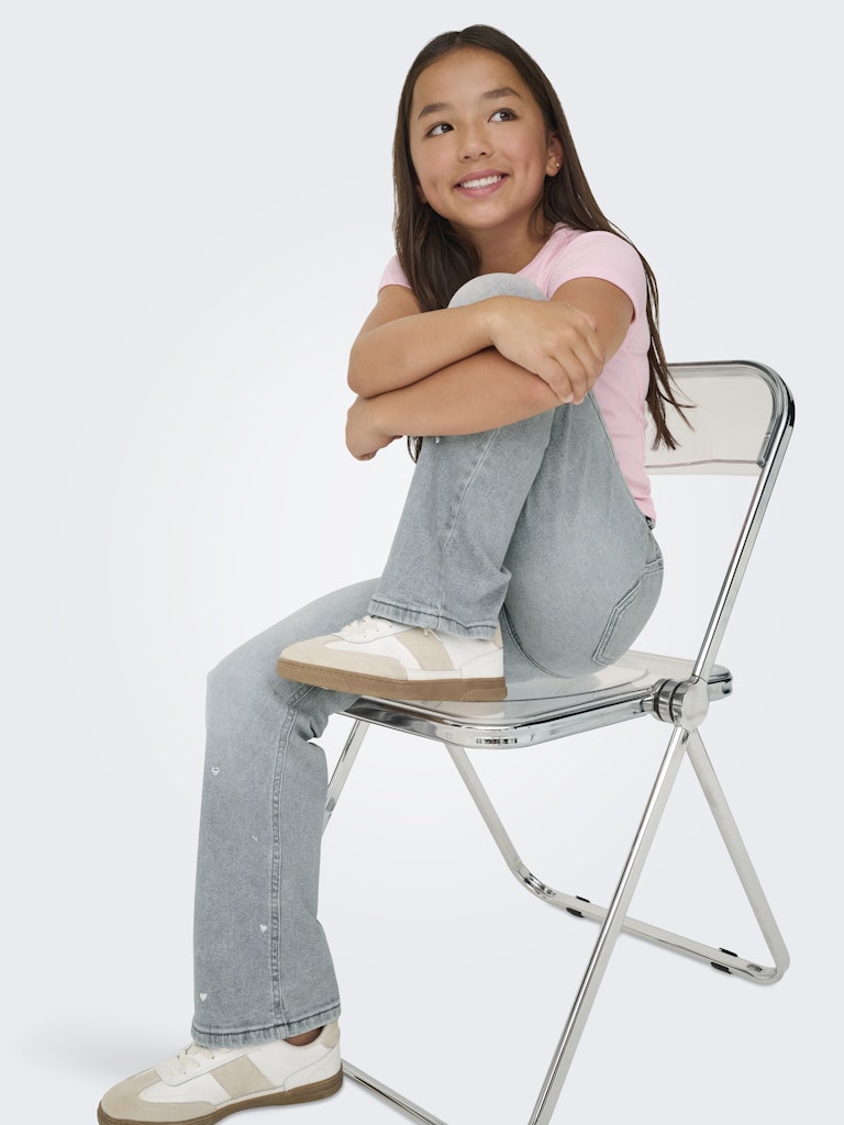 Kogjuicy Hw Heart Wide Leg Rea707 Dnm - Grey Denim