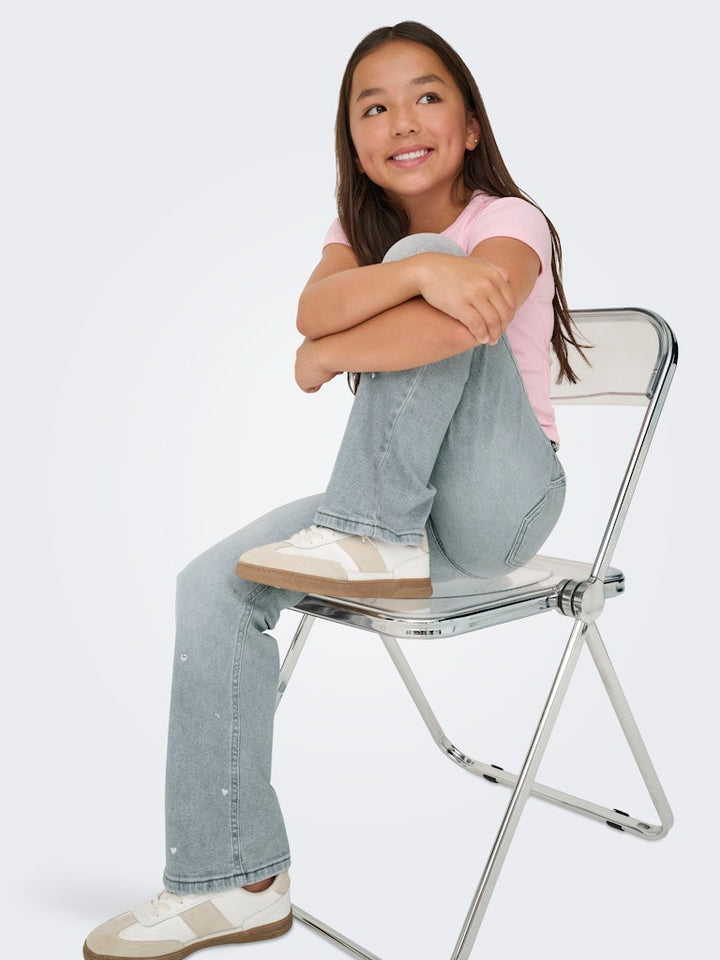 Kogjuicy Hw Heart Wide Leg Rea707 Dnm - Grey Denim