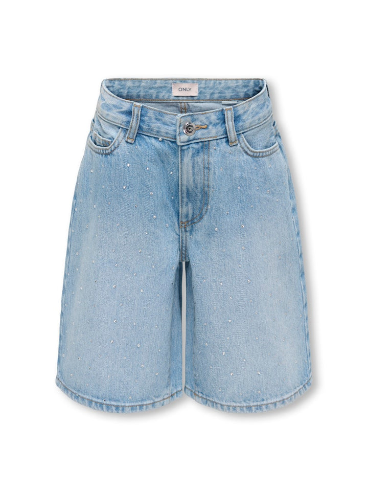 Kogsonny Hw Wide Rhinst Dnm Shorts Azg - Lichtblauw