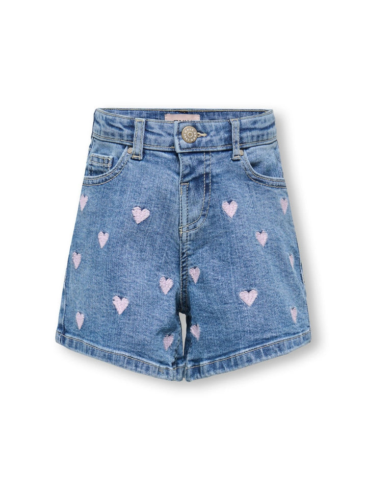 Kogjuicy Heart Emb Shorts Dnm - Blue Denim