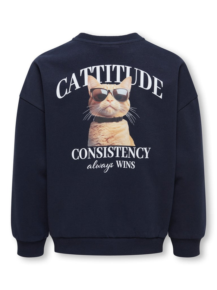 Kogbila L/s Ovz Print O-neck Swt Noos - Navy