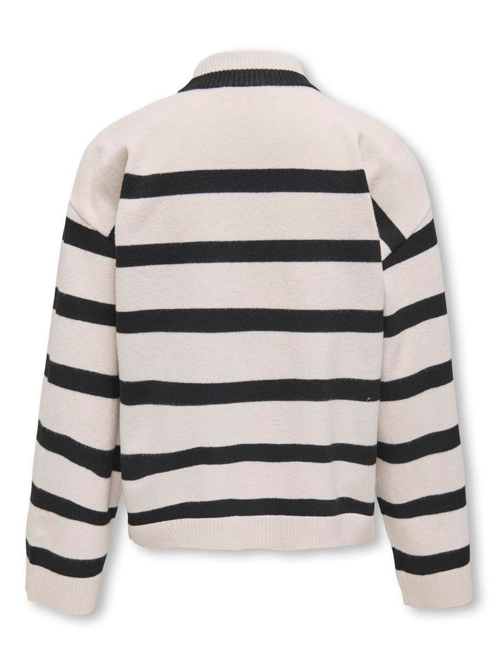 Kogama Ls Stripe Loose Highneck Knt - Zand Dessin