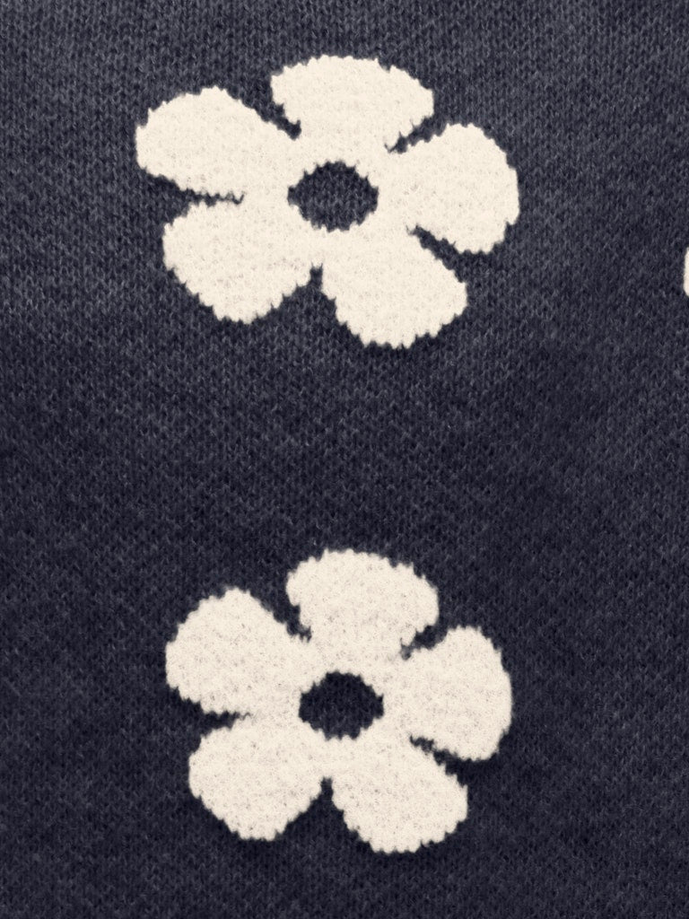 Kognaja L/s Flower Pullover Knt - Blauw Dessin