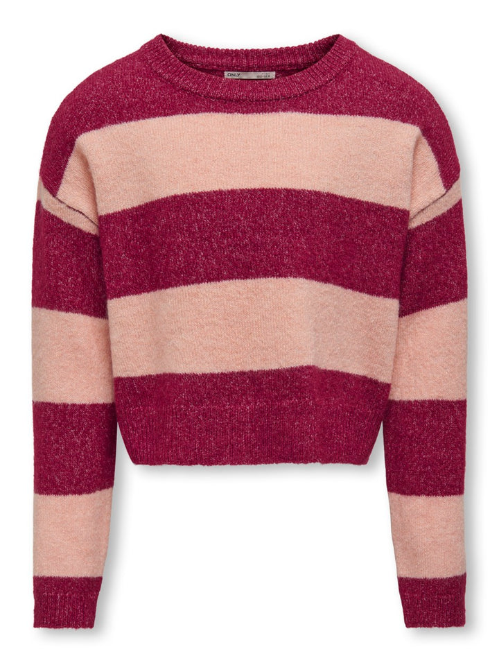 Kogtalio Ls Stripe Oneck Knit - Rood Dessin