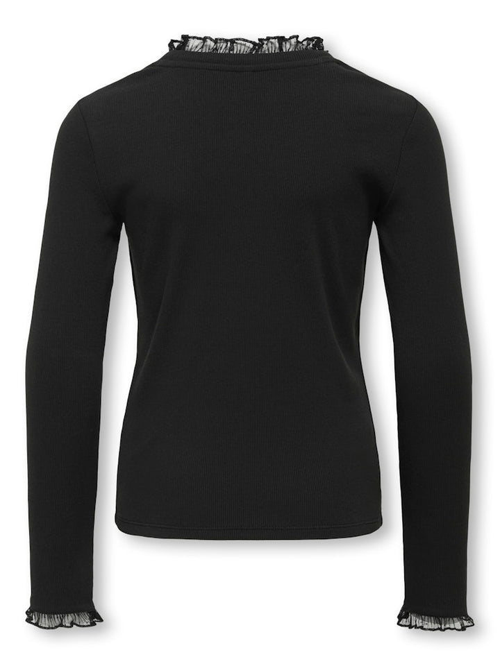 Kogleslie L/s Lace Mix Top Jrs - Zwart