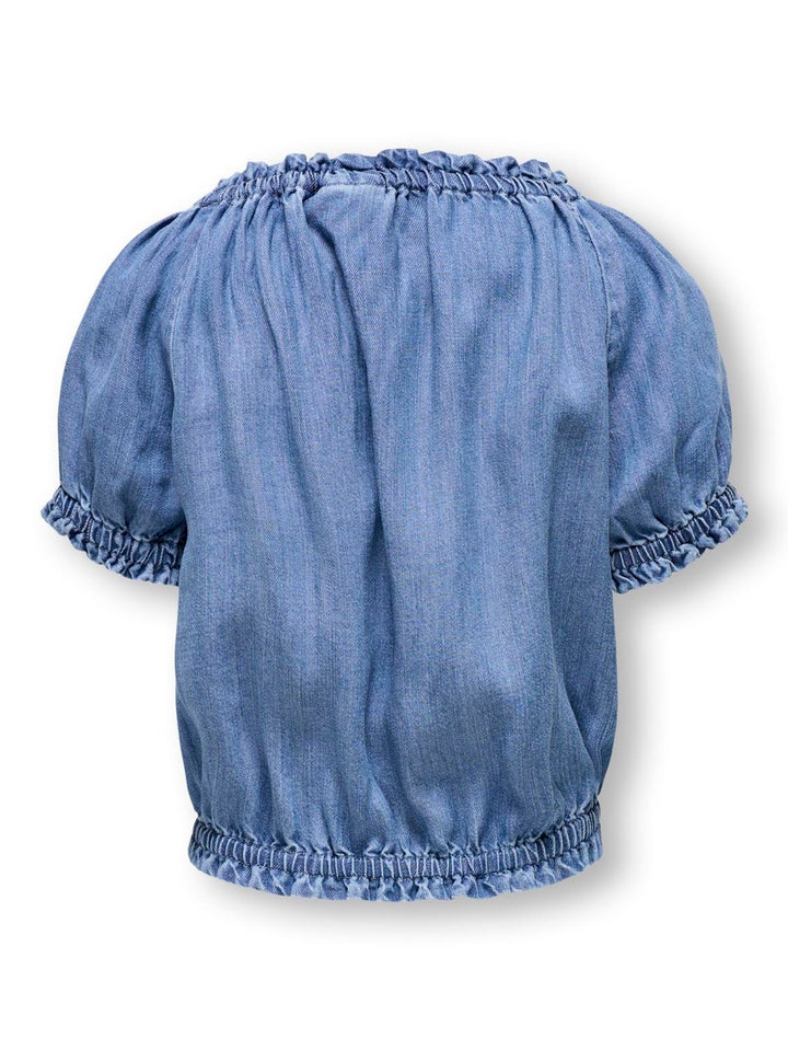 Kogyoshi S/s Ruffled Dnm Shirt - Blue Denim