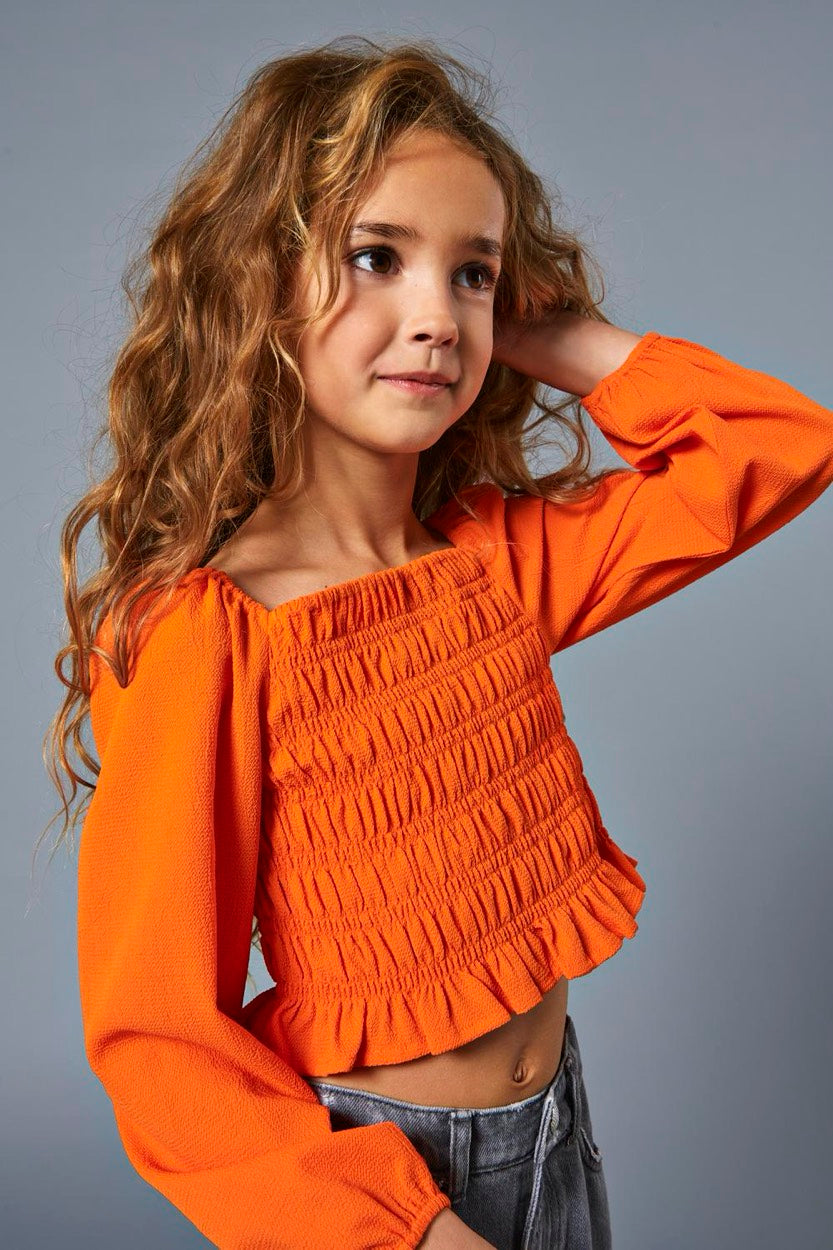 Koghelene Puff Sleeve Top Wvn - Oranje