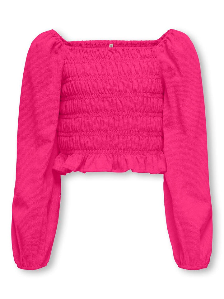 Koghelene Puff Sleeve Top Wvn - Fuchsia