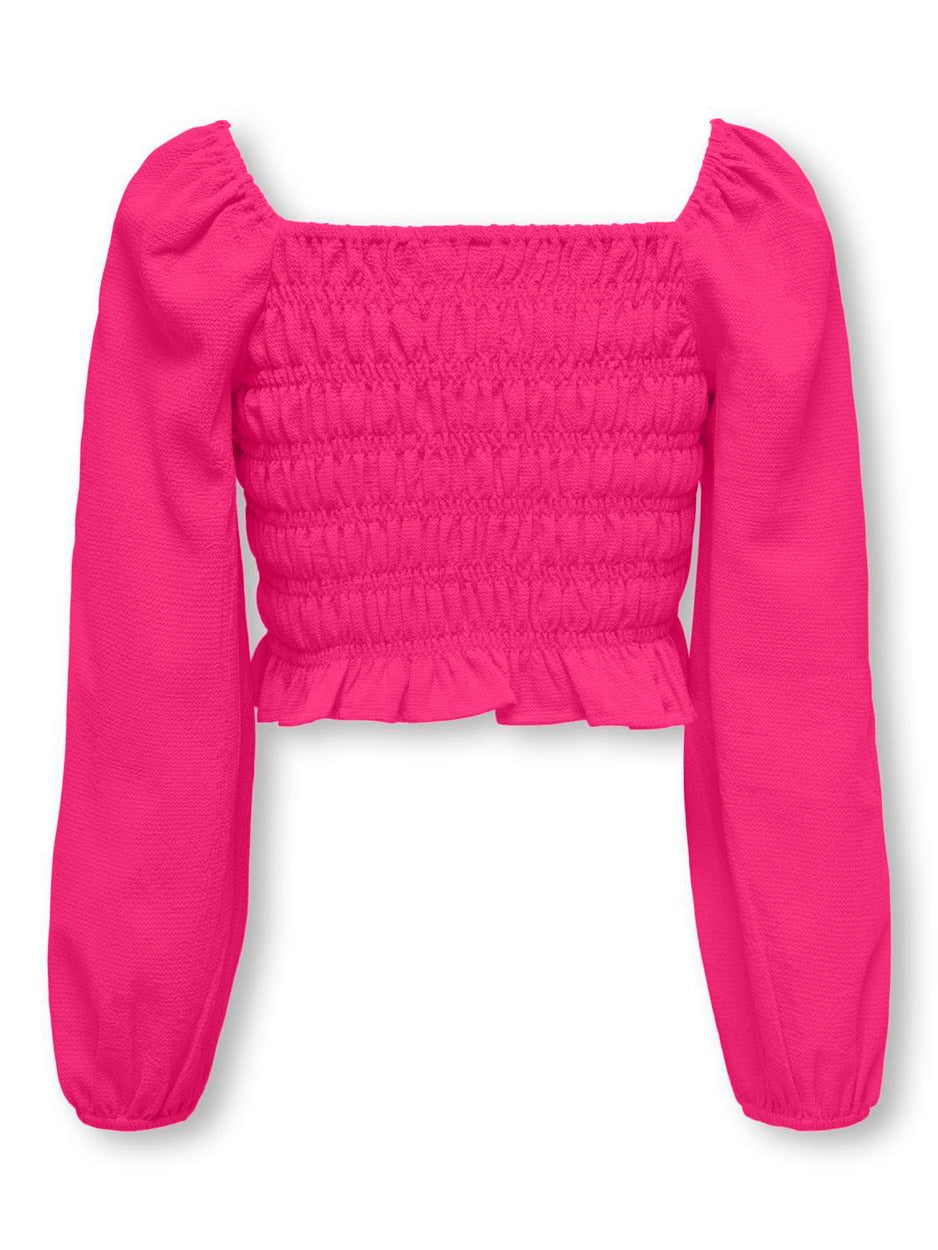 Koghelene Puff Sleeve Top Wvn - Fuchsia