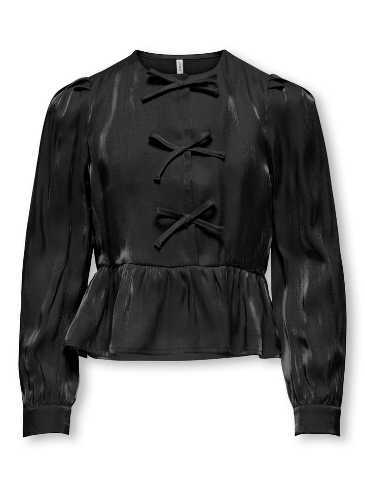 Kogvictoria L/s Bow Shirt Wvn - Zwart
