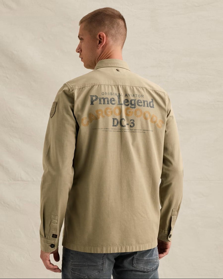 PME-Legend overhemd l/m licht bruin – heren - Olijf