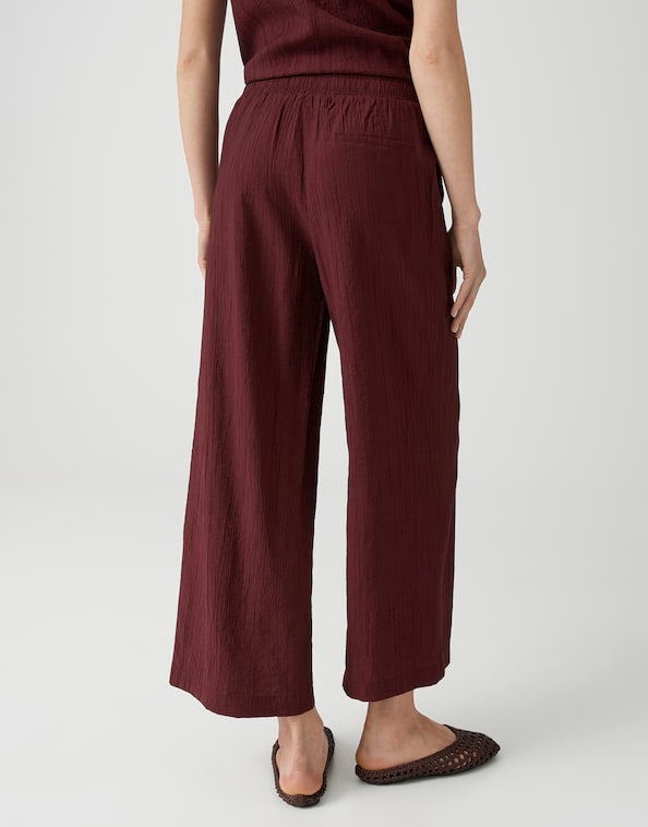 Opus Marou crinkled lange broek bordeaux – dames